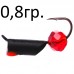 мормышка вольфрамовая Столбик черный с красной граненой бусиной 0,9 гр.