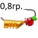 мормышка вольфрамовая Столбик золото с  рисками+ страза 0,8 гр.